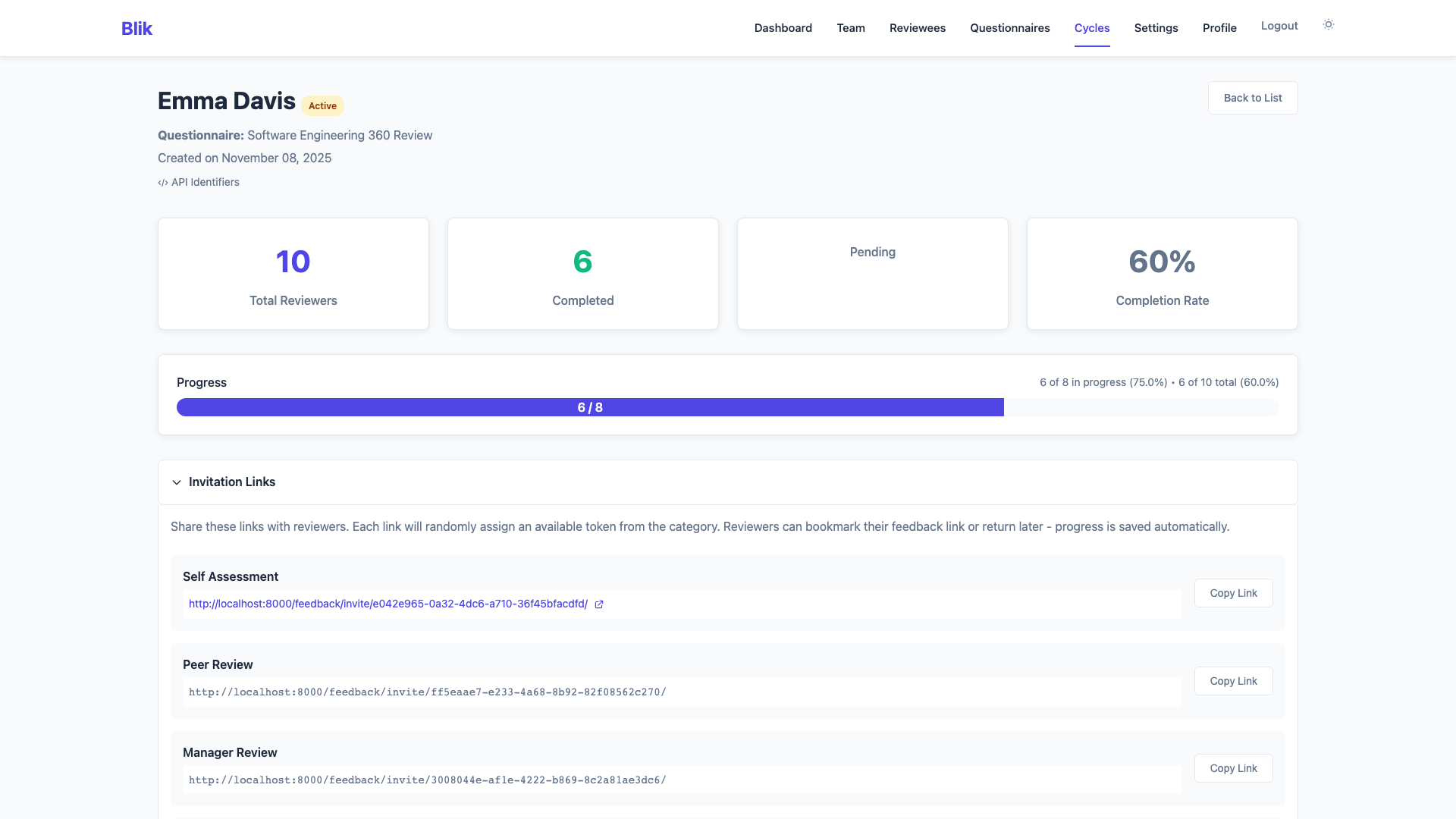 Review Cycle Detail - Light Theme